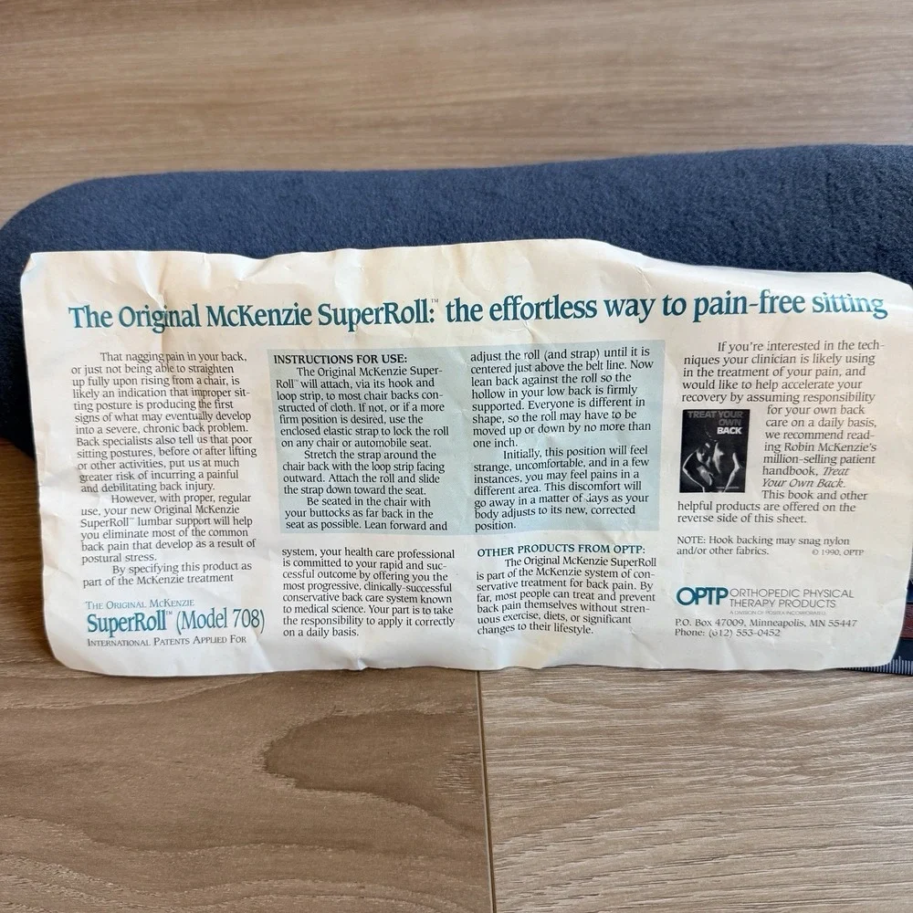 The Original McKenzie Lumbar Roll by OPTP Firm Low Back Support Cushion Blue 708